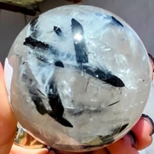 Phantom Black Rutile in Quartz