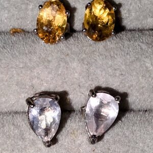 Radiant Energy Stud Earring Collection — Clear Quartz, Citrine, Rose Quartz & Tanzanite